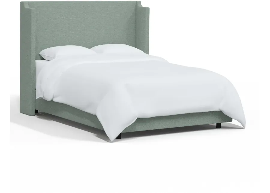 Hattie Seafoam Green Notched Wingback Full Bed - Skyline Furniture