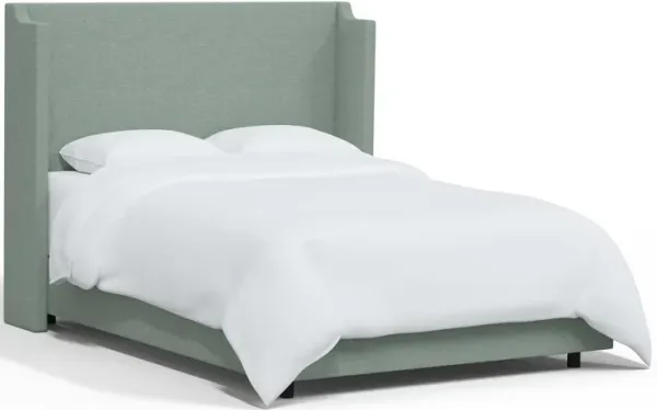 Hattie Seafoam Green Notched Wingback Full Bed - Skyline Furniture