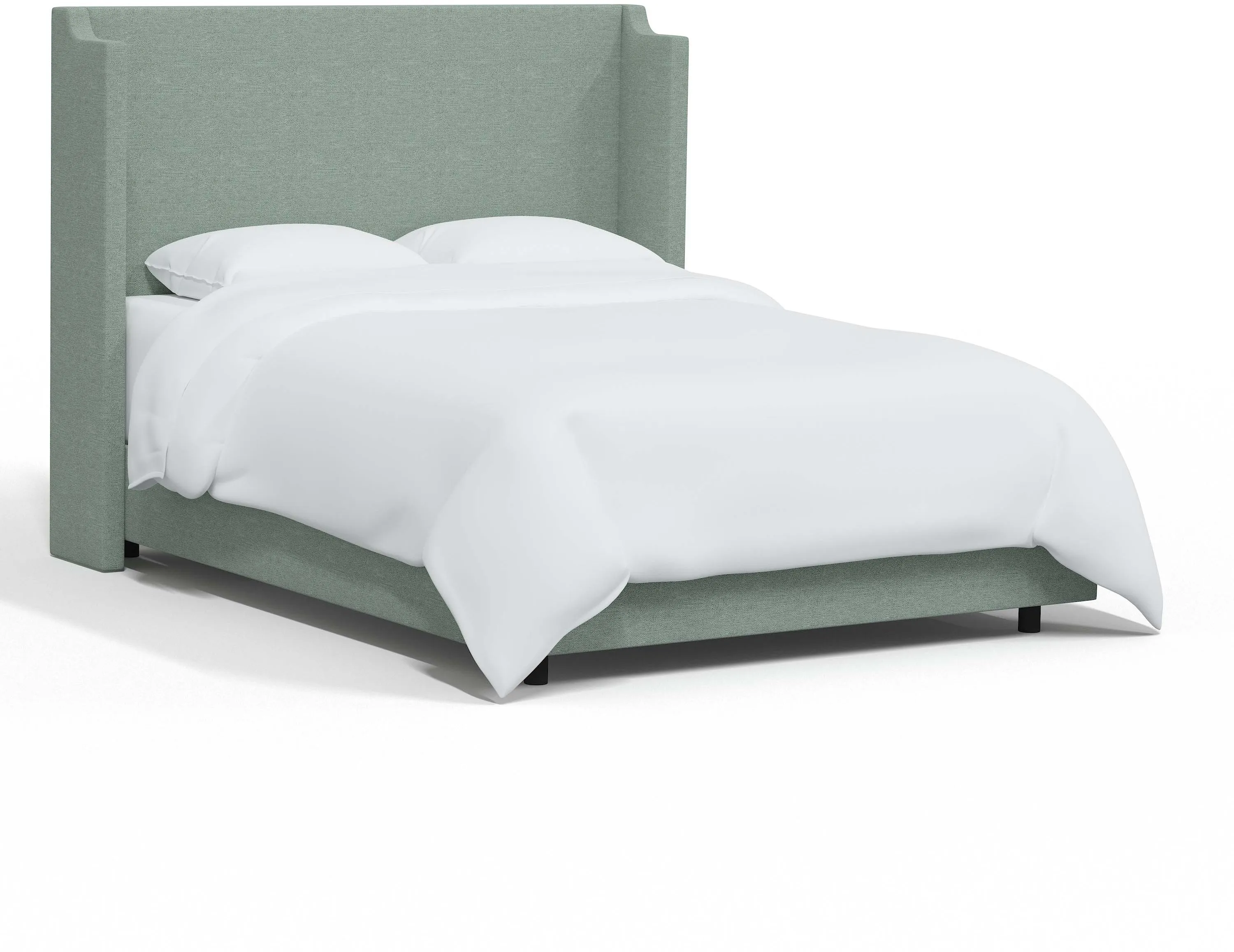 Hattie Seafoam Green Notched Wingback Full Bed - Skyline Furniture