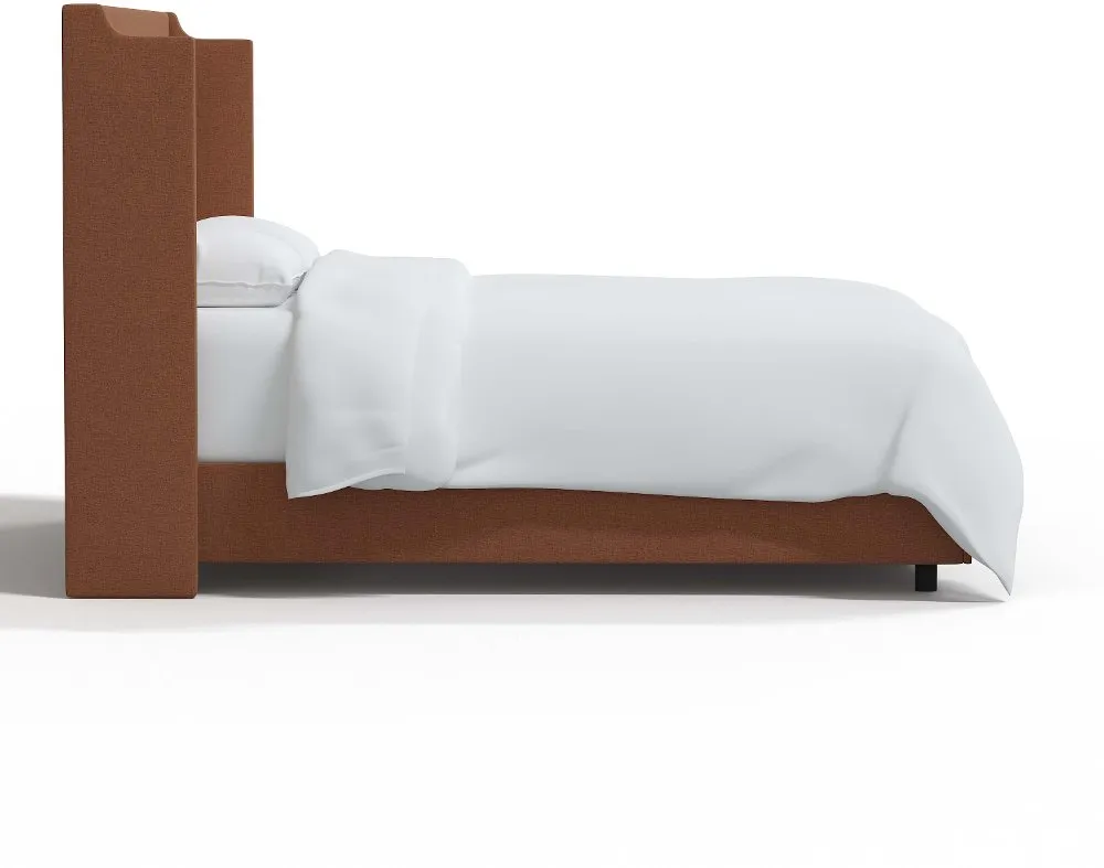 Hattie Terracotta Notched Wingback Twin Bed - Skyline Furniture