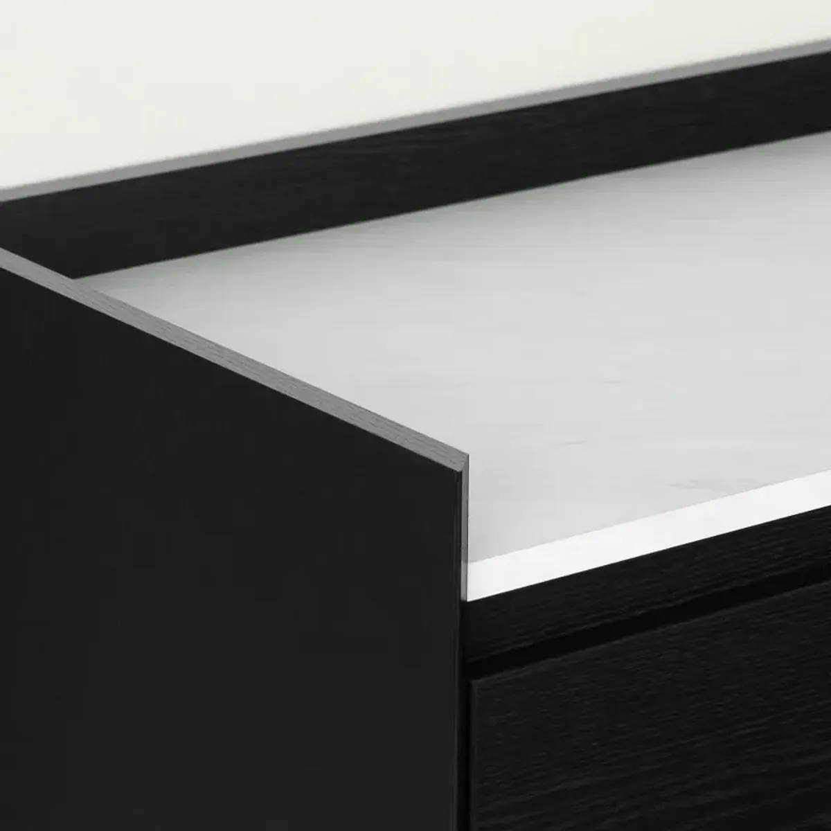 Hype Black and Faux Carrara Marble 2-Drawer Nightstand - South Shore