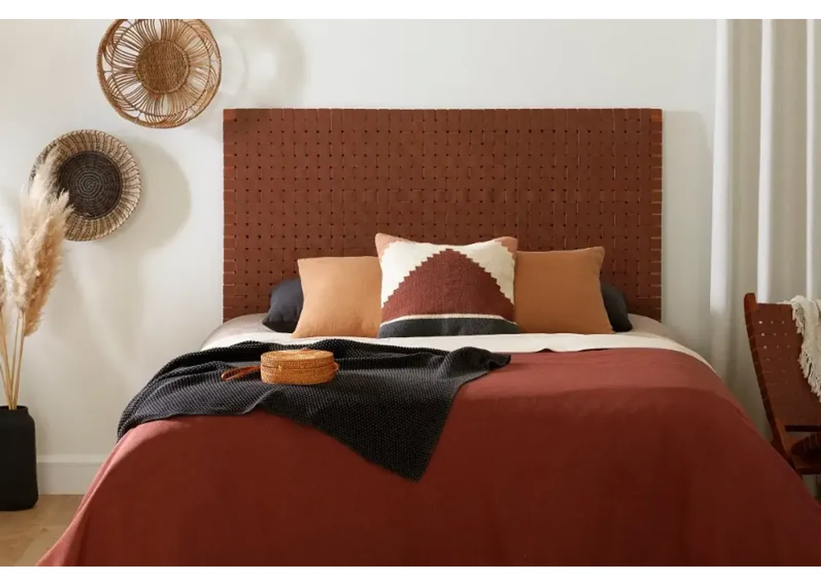 Balka Brown Leather Queen Headboard - South Shore