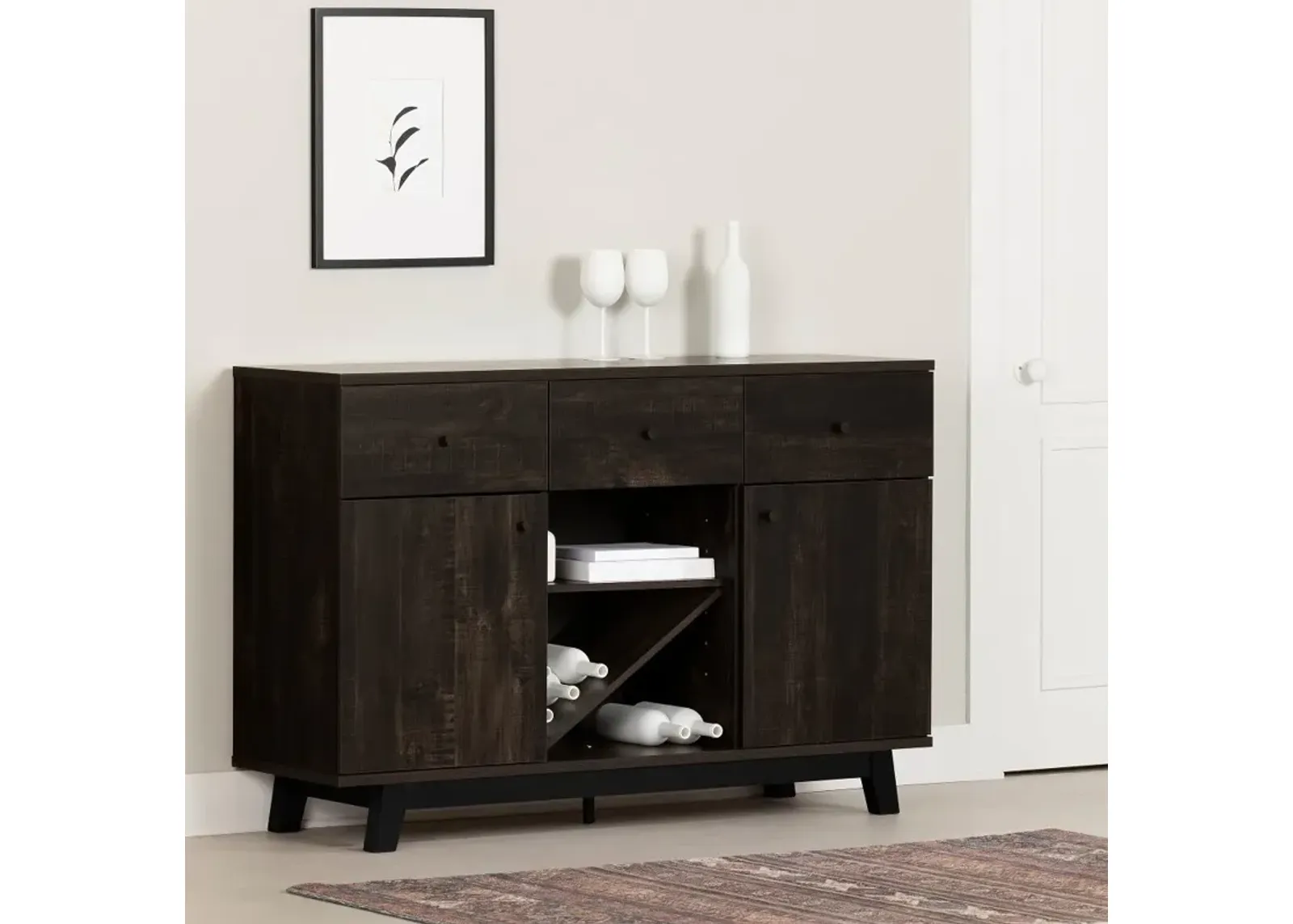 Bellami Black Buffet with Wine Storage - South Shore