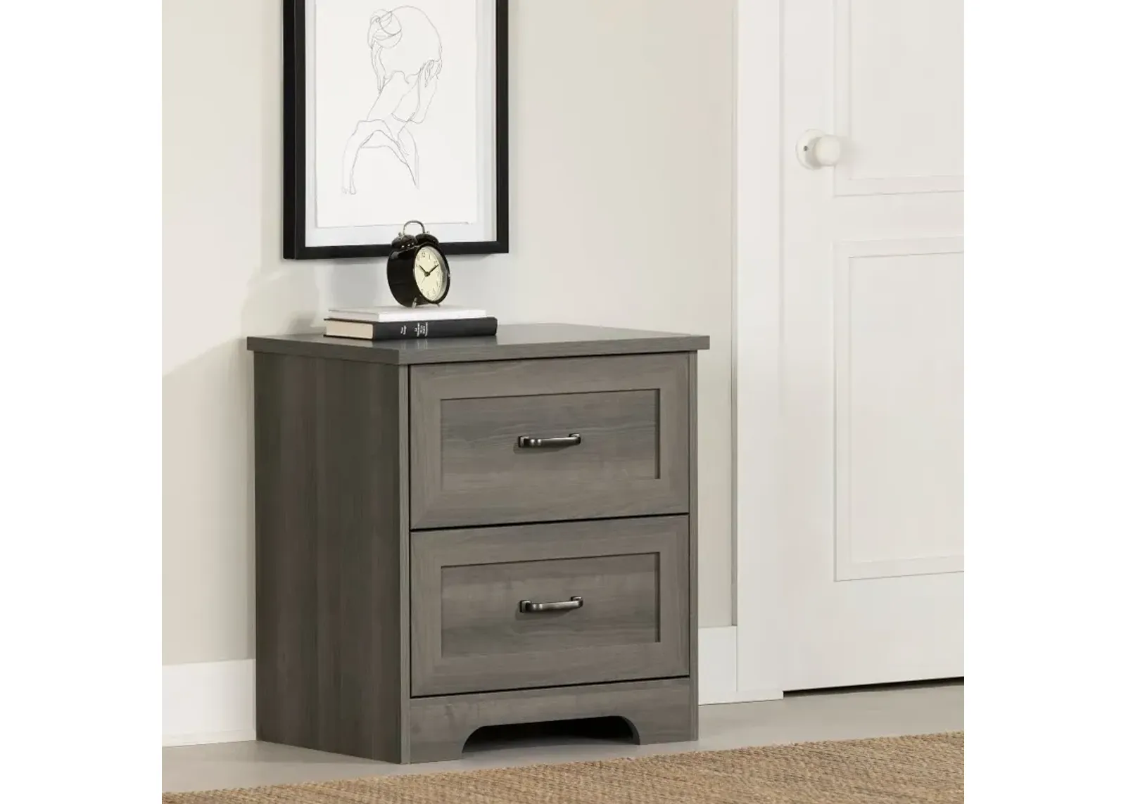 Prairie Gray 2-Drawer Nightstand - South Shore