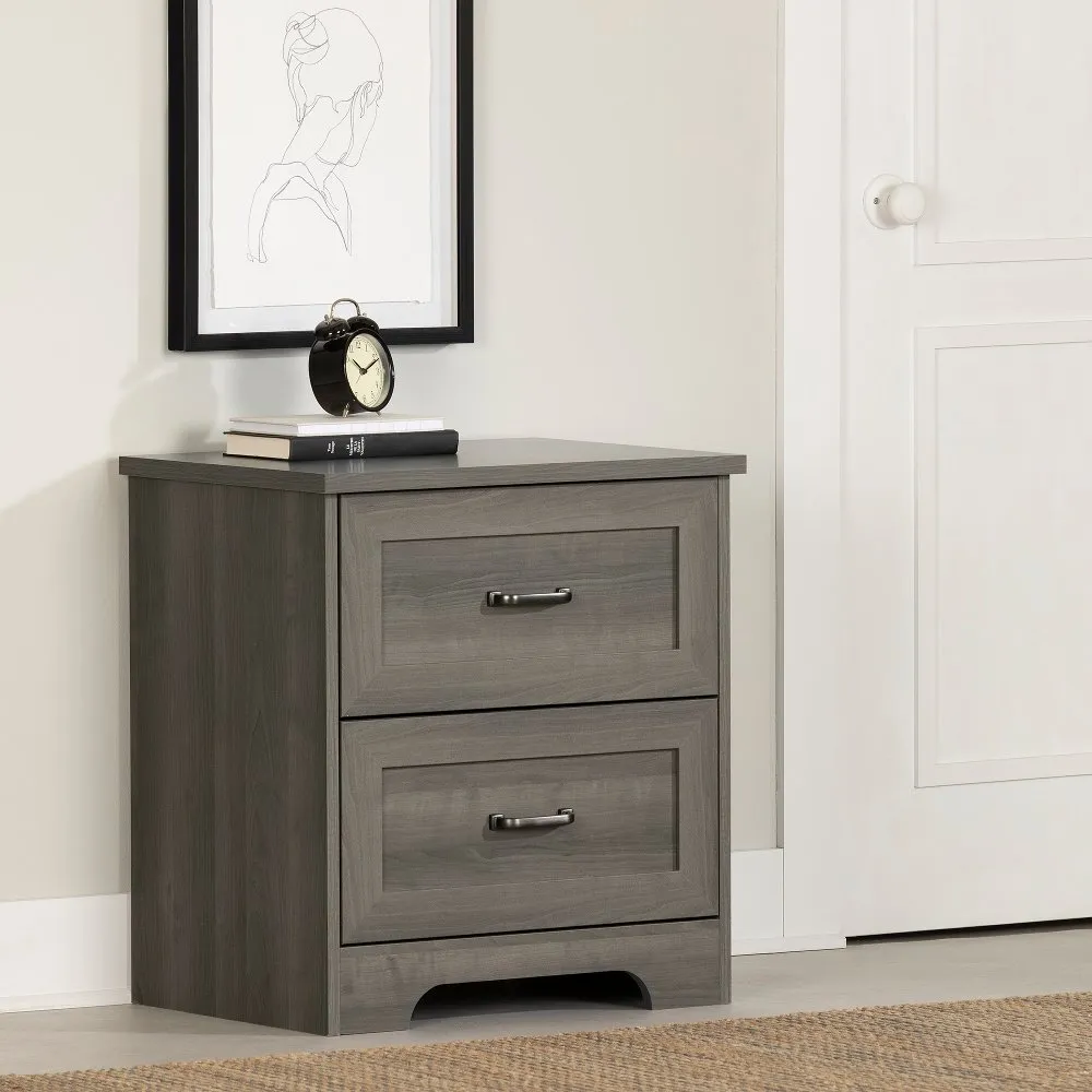 Prairie Gray 2-Drawer Nightstand - South Shore