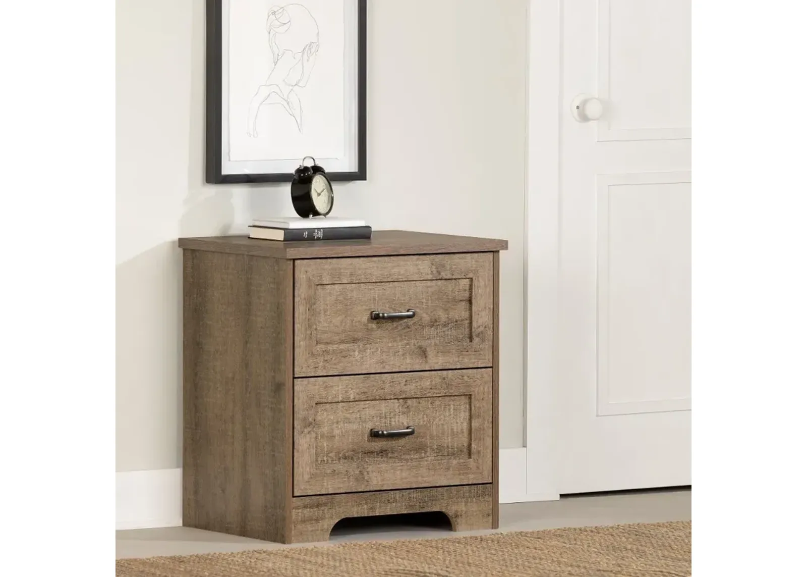 Prairie Brown 2-Drawer Nightstand - South Shore