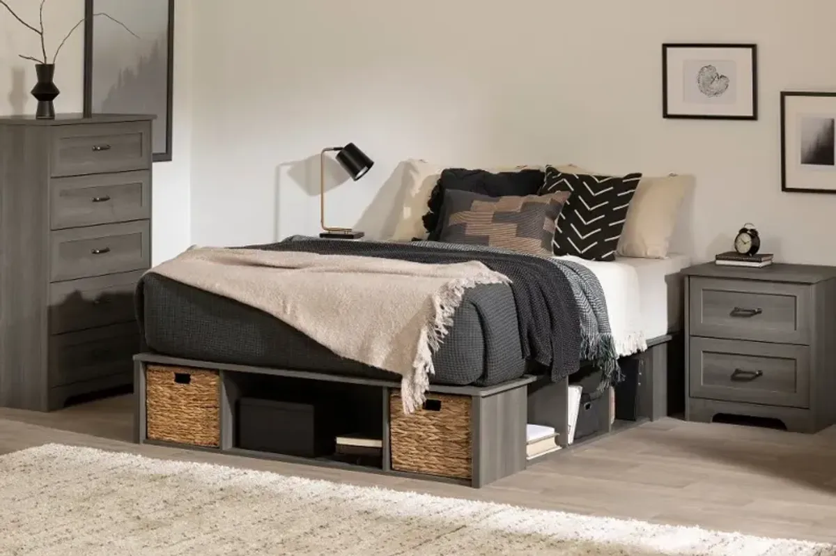 Prairie Gray Full Storage Bed with Baskets - South Shore