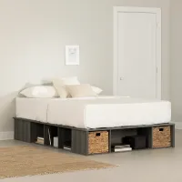 Prairie Gray Queen Storage Bed with Baskets - South Shore