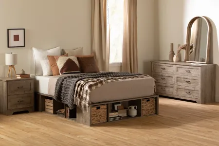 Prairie Brown Queen Storage Bed with Baskets - South Shore