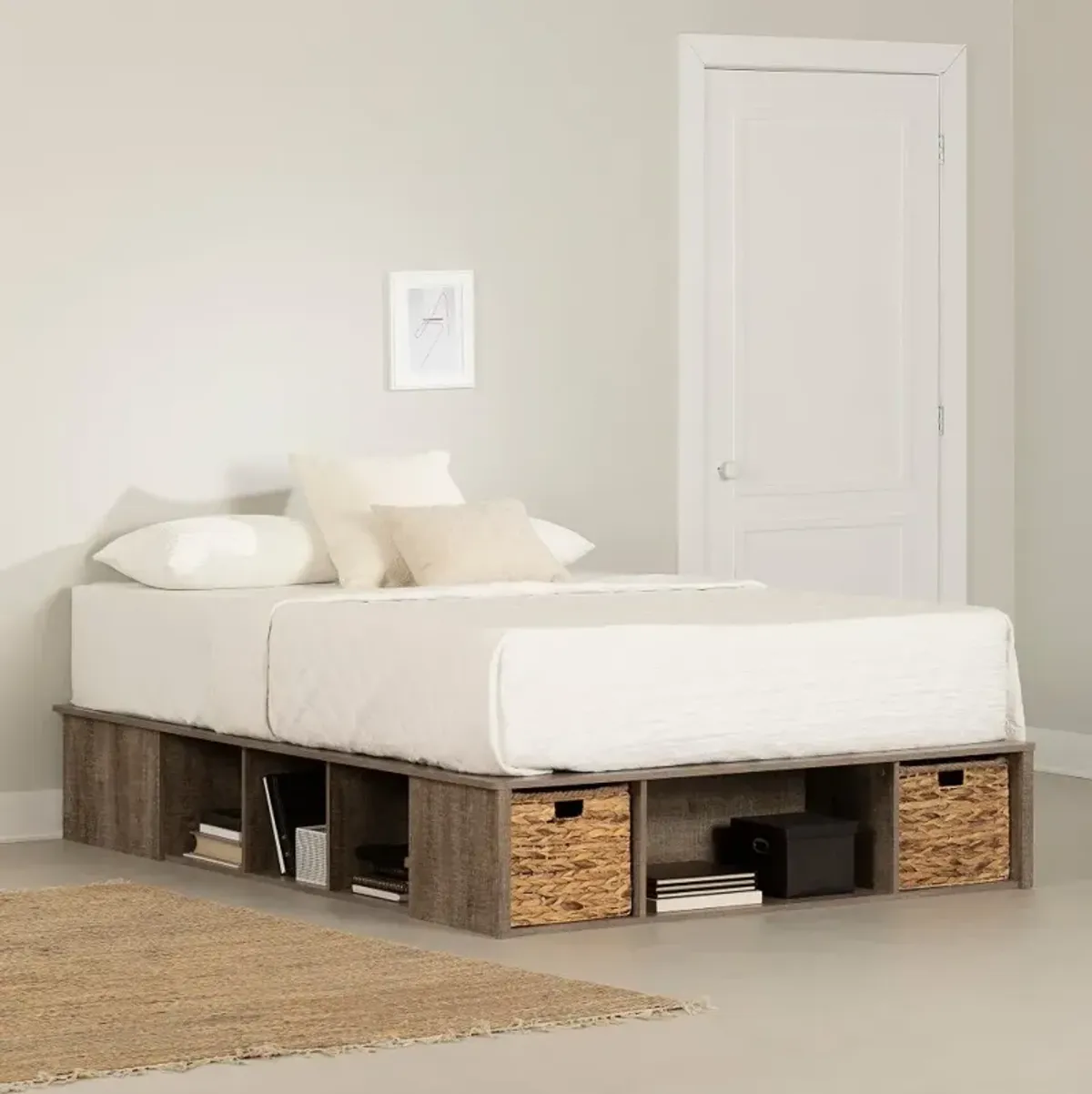 Prairie Brown Queen Storage Bed with Baskets - South Shore