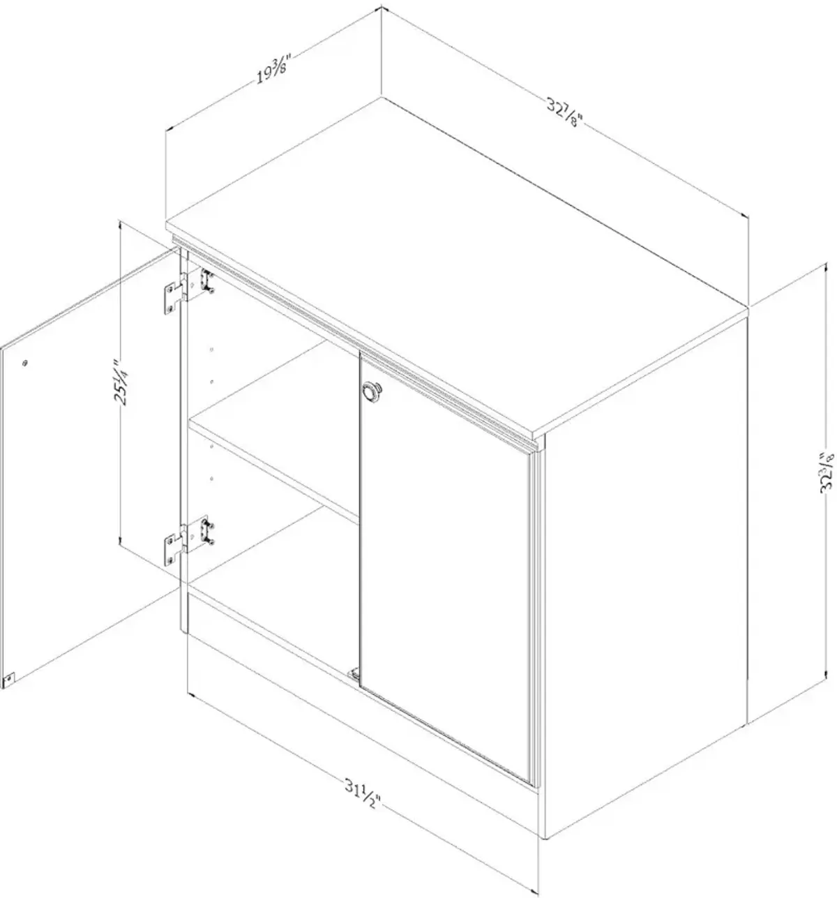 Morgan White Small 2-Door Storage Cabinet - South Shore