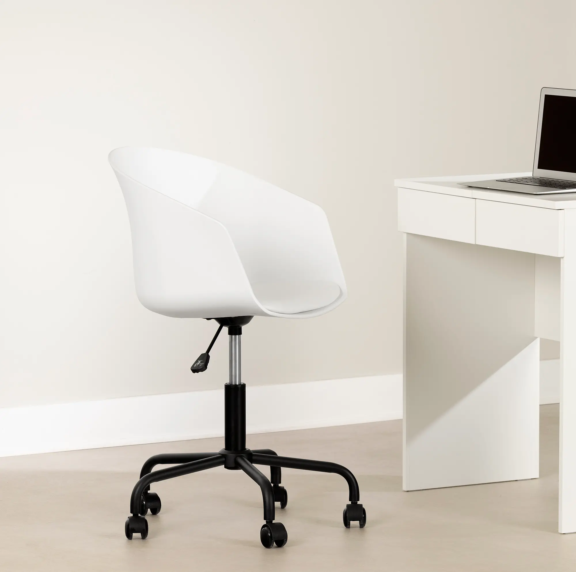 Flam White and Black Swivel Chair - South Shore