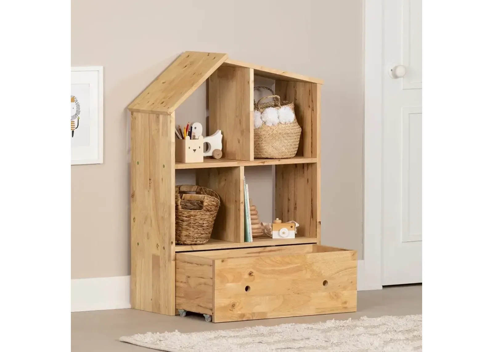 Sweedi Natural Bookcase with Storage Bin - South Shore