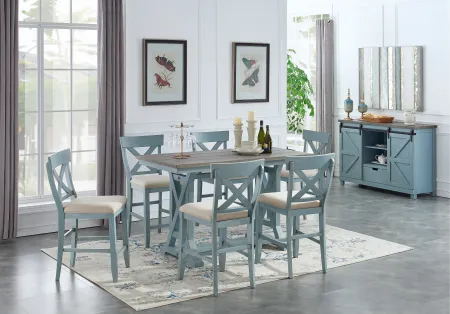 Bar Harbor Blue Counter Height Dining Chairs with Padded Seat, Set...