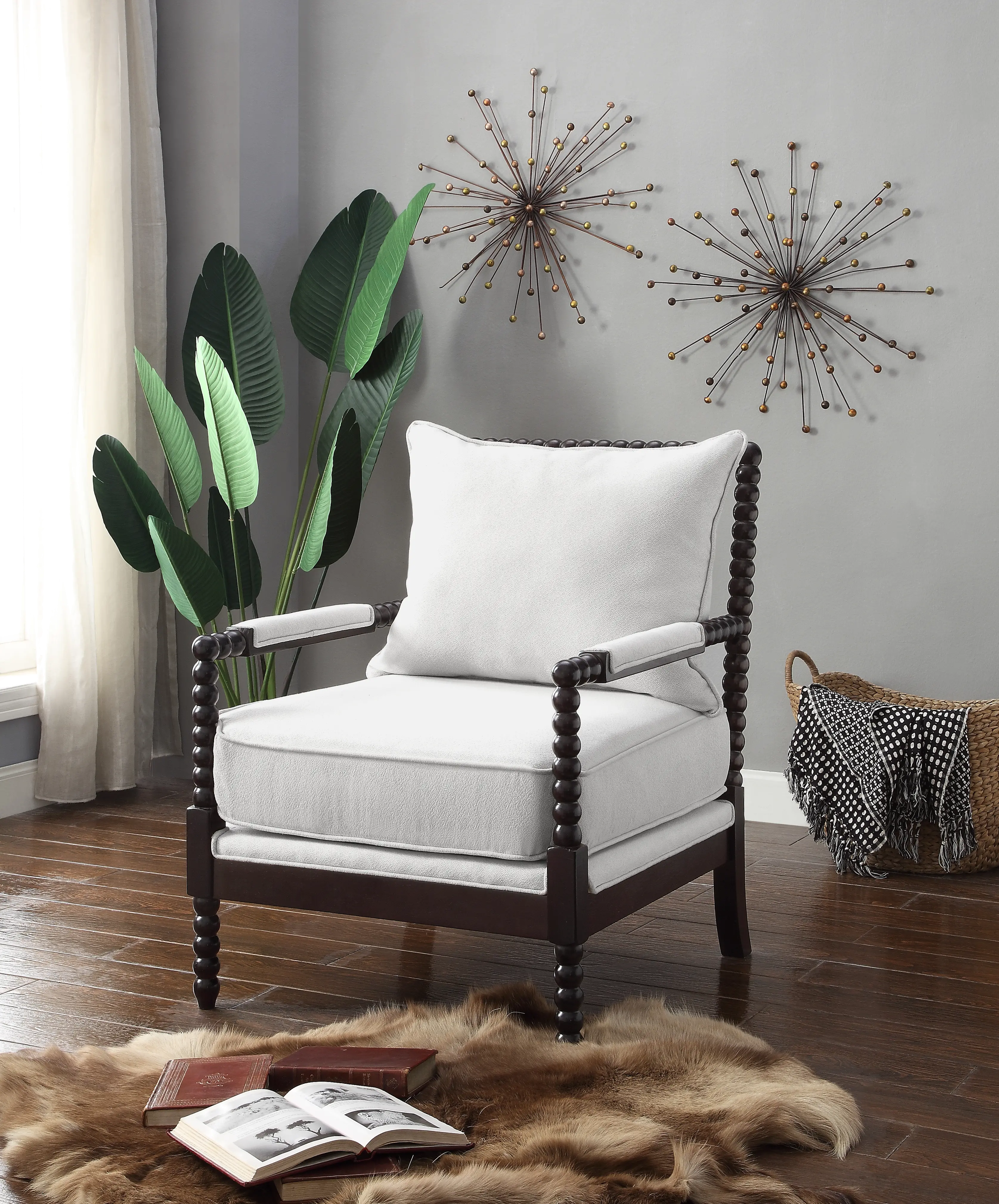 Cream Transitional Accent Chair