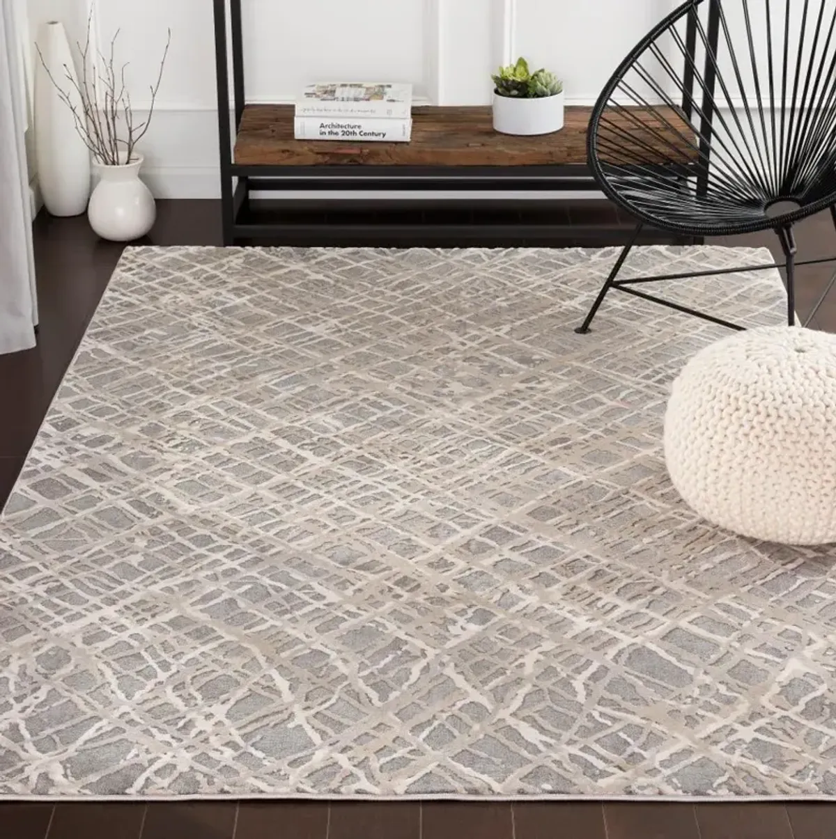 Tibetan 8 x 10 Tan Abstract Area Rug