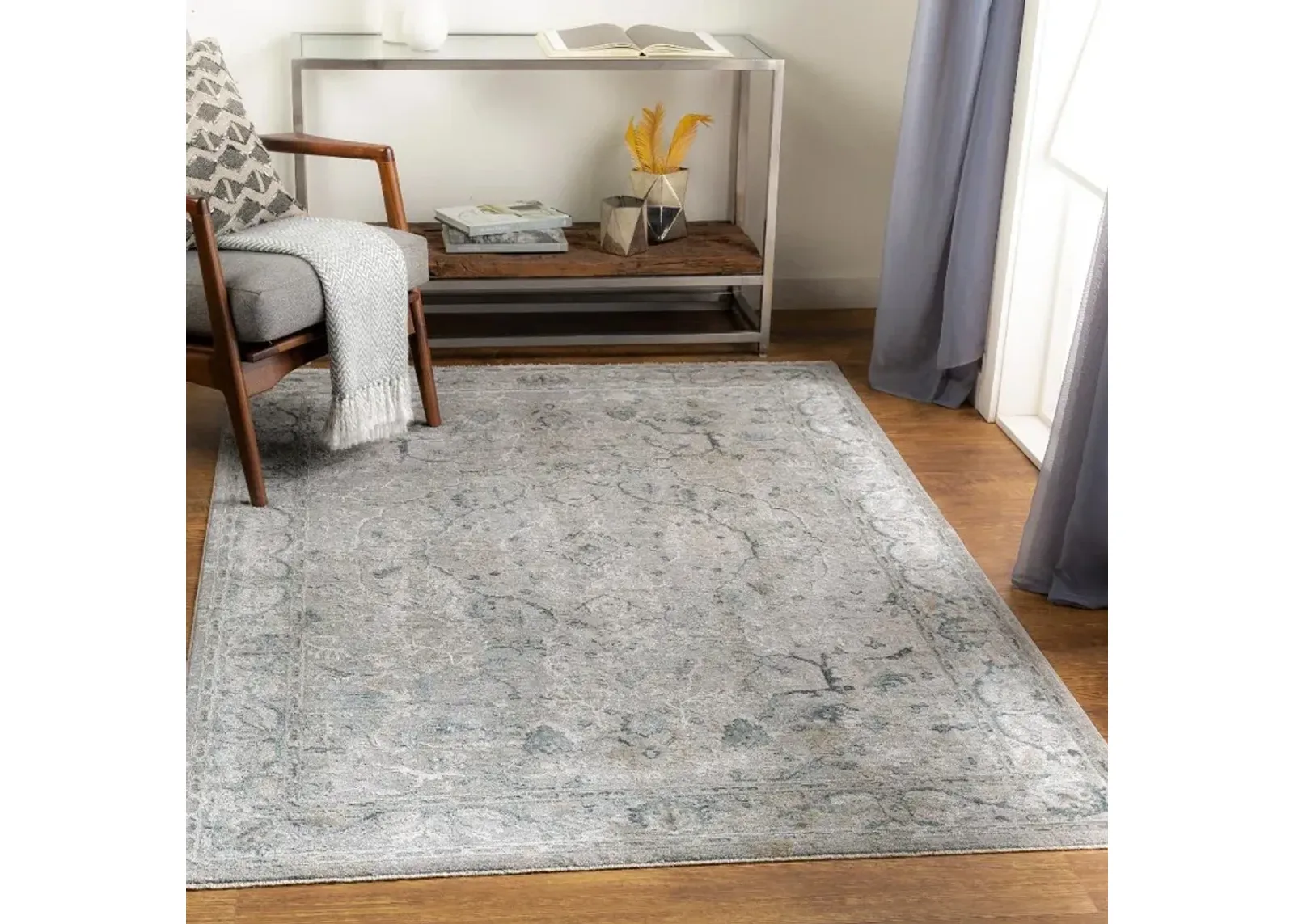 Brunswick 5 x 8 Teal and Gray Area Rug