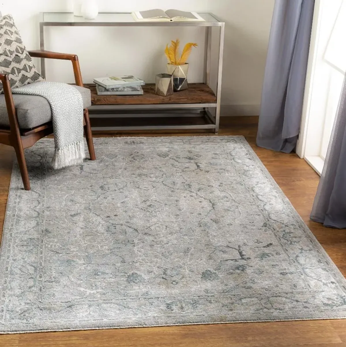 Brunswick 5 x 8 Teal and Gray Area Rug