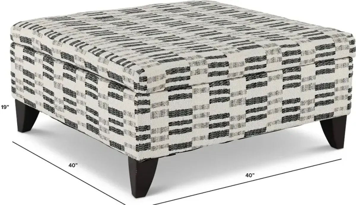 Laguna Off-White Striped Storage Ottoman