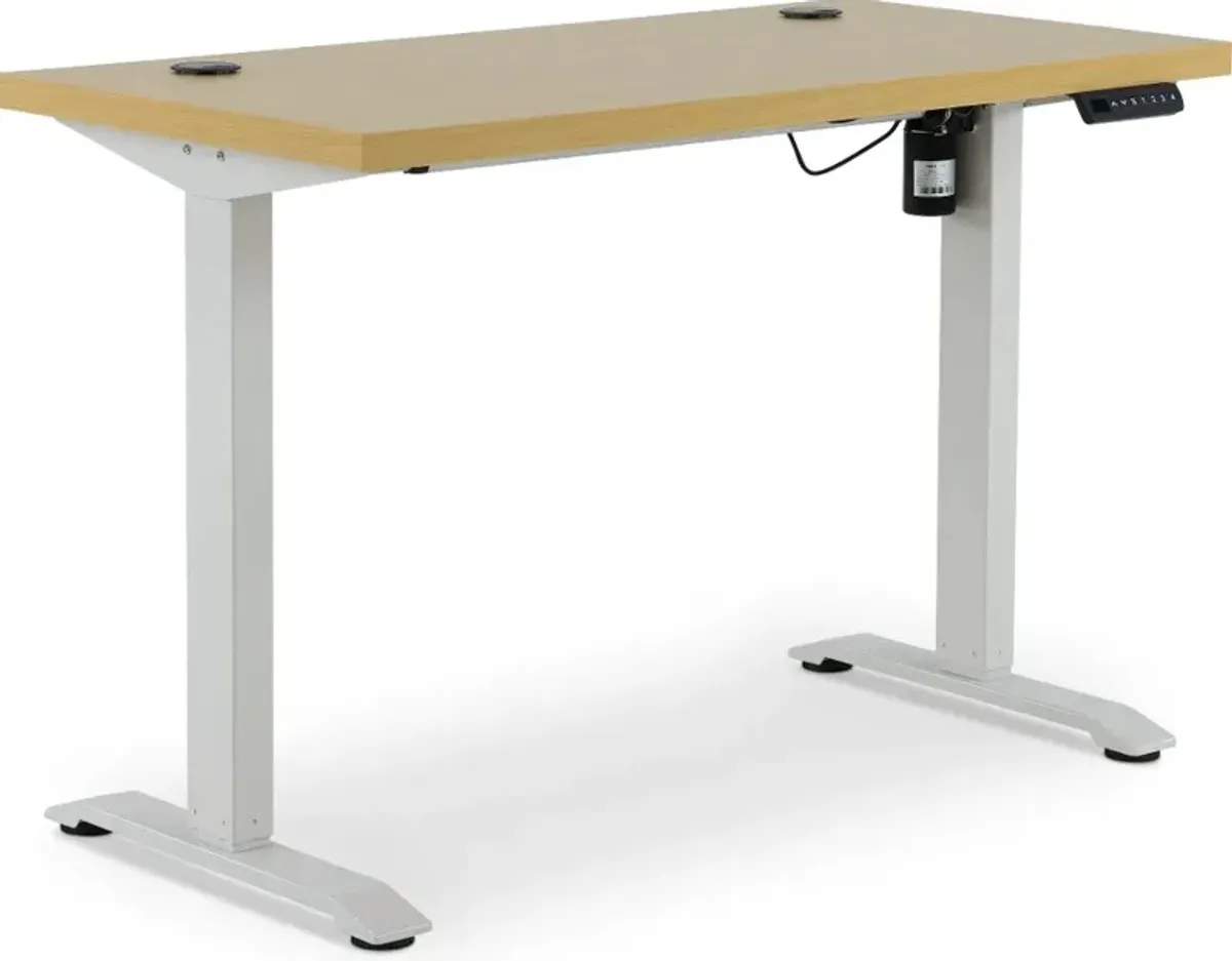 Martin Office Natural Wood and White Lift Desk