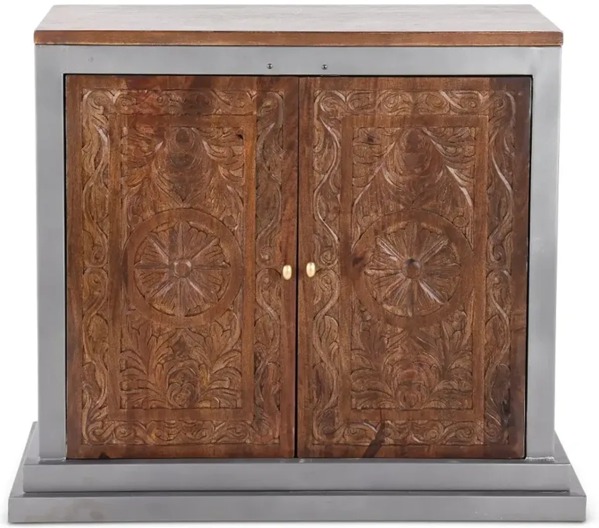 Jaxson Natural Wood and Metal 2-Door Cabinet