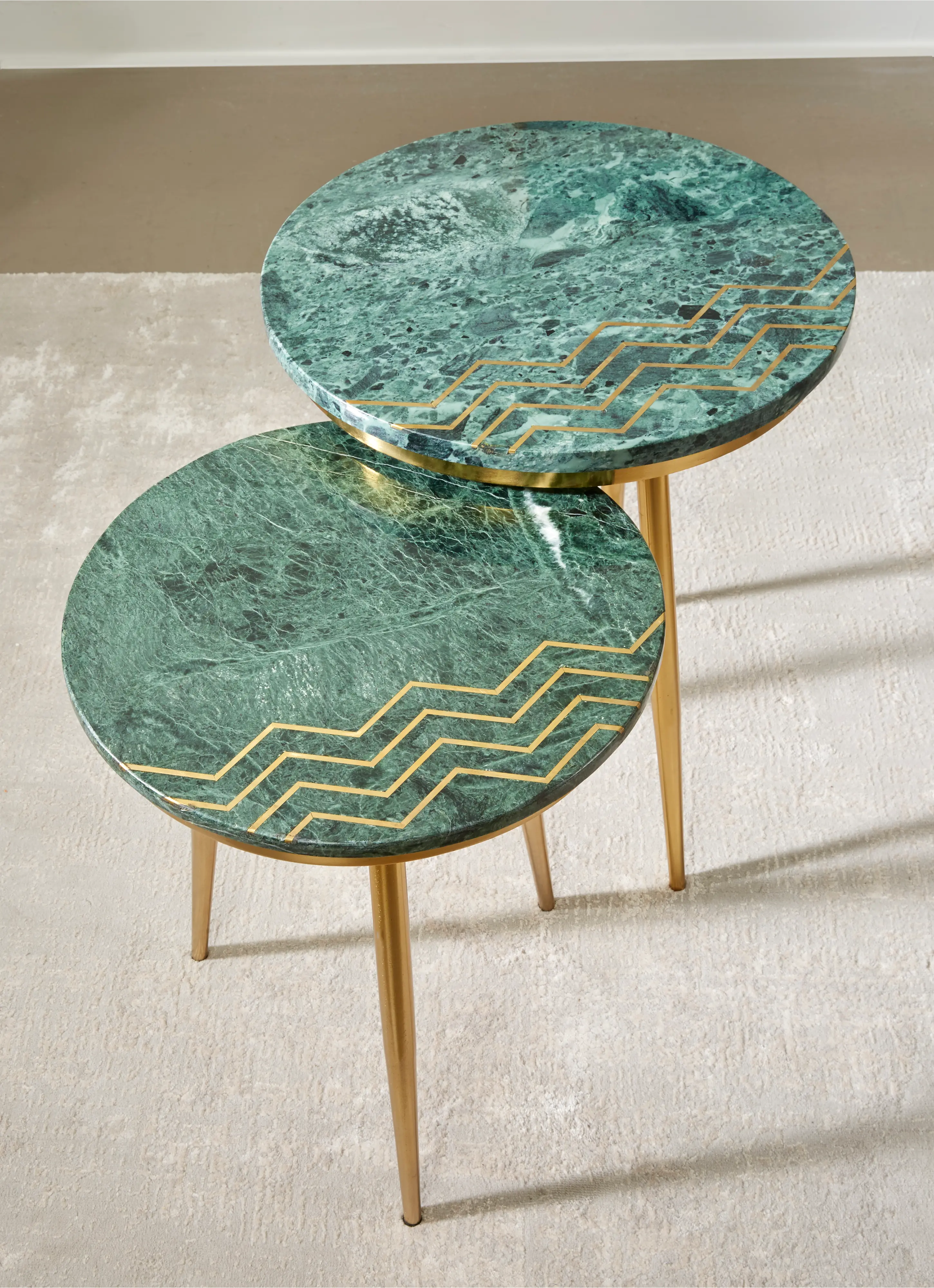 Avery Green Marble Nesting Tables, Set of 2