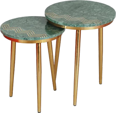 Avery Green Marble Nesting Tables, Set of 2