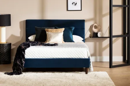 Maliza Dark Blue Full Tufted Upholstered Platform Bed - South Shore