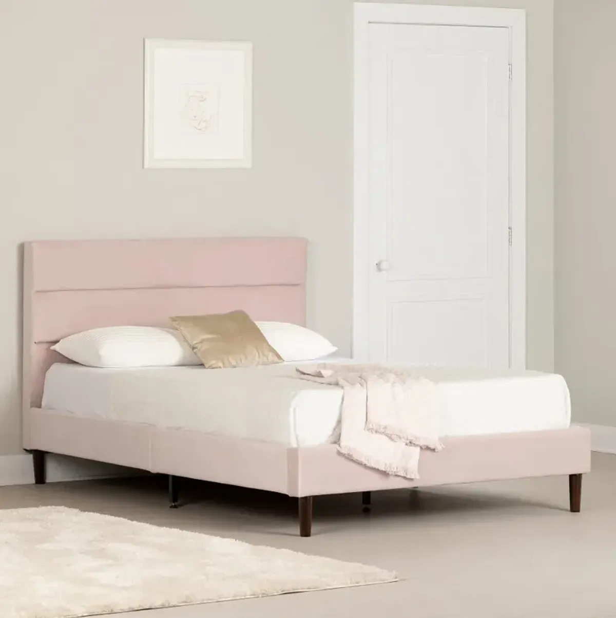 Maliza Pink Full Tufted Upholstered Platform Bed - South Shore