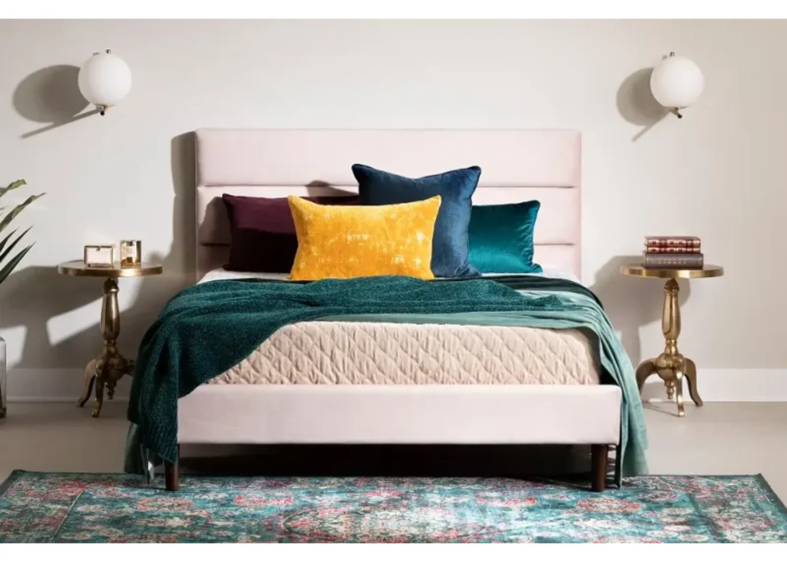 Maliza Pink Full Tufted Upholstered Platform Bed - South Shore