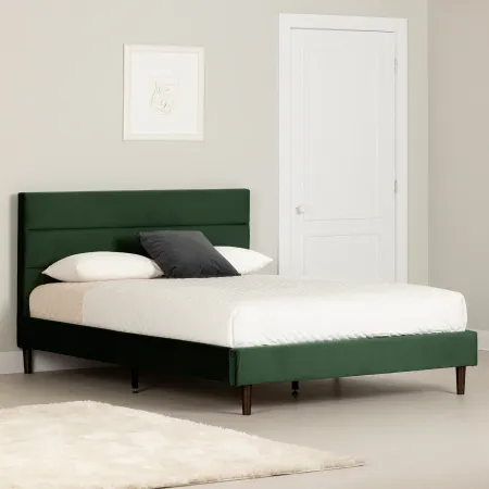 Maliza Dark Green Queen Tufted Upholstered Platform Bed - South Shore