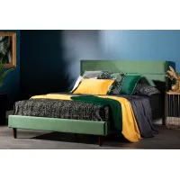 Maliza Dark Green Queen Tufted Upholstered Platform Bed - South Shore
