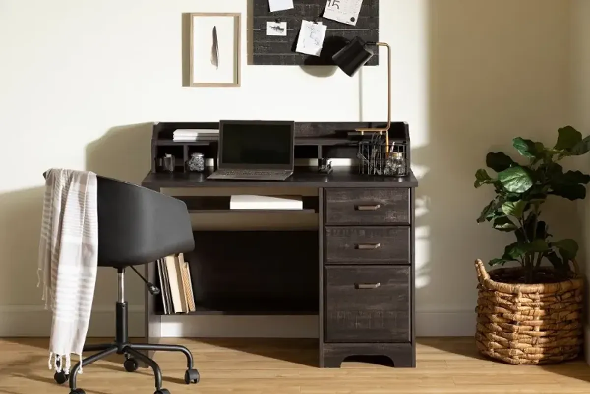 Versa Black Computer Desk with Hutch