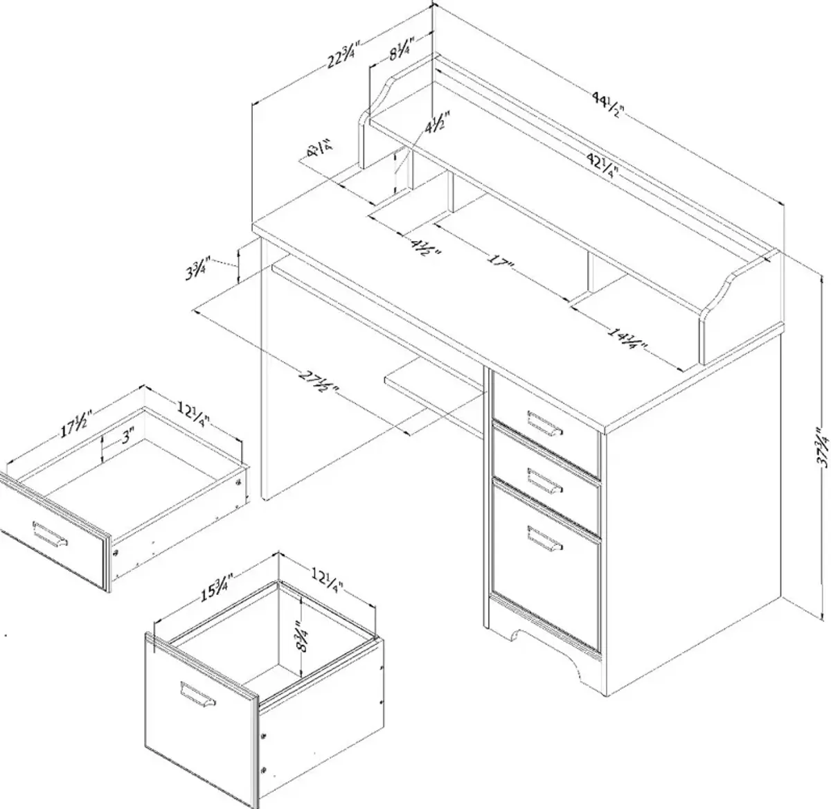 Versa Black Computer Desk with Hutch - South Shore