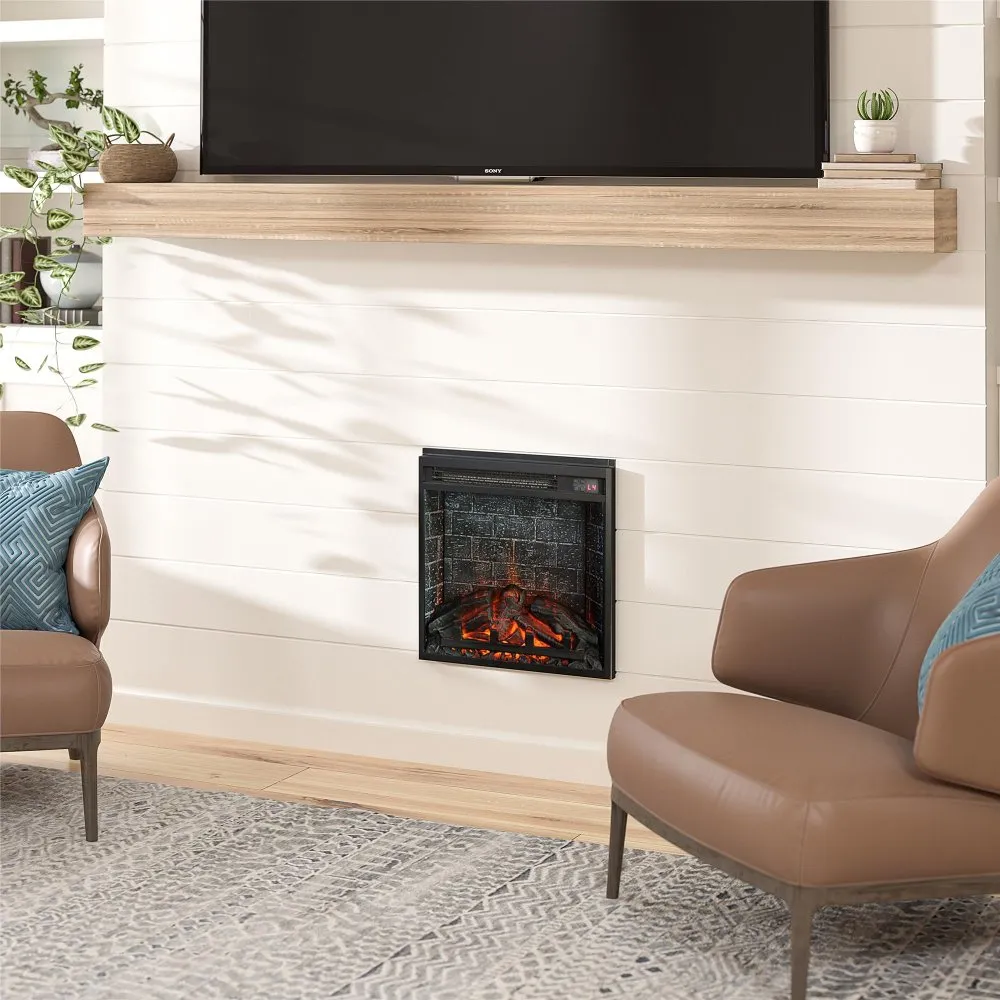 Altra Flame Black 18 inch Electric Glass Front Fireplace Insert...