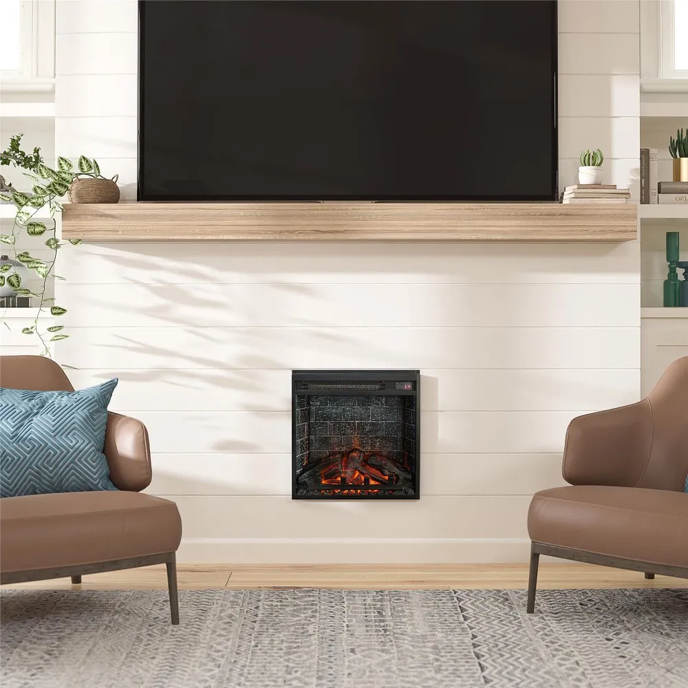 Altra Flame Black 18 inch Electric Glass Front Fireplace Insert...