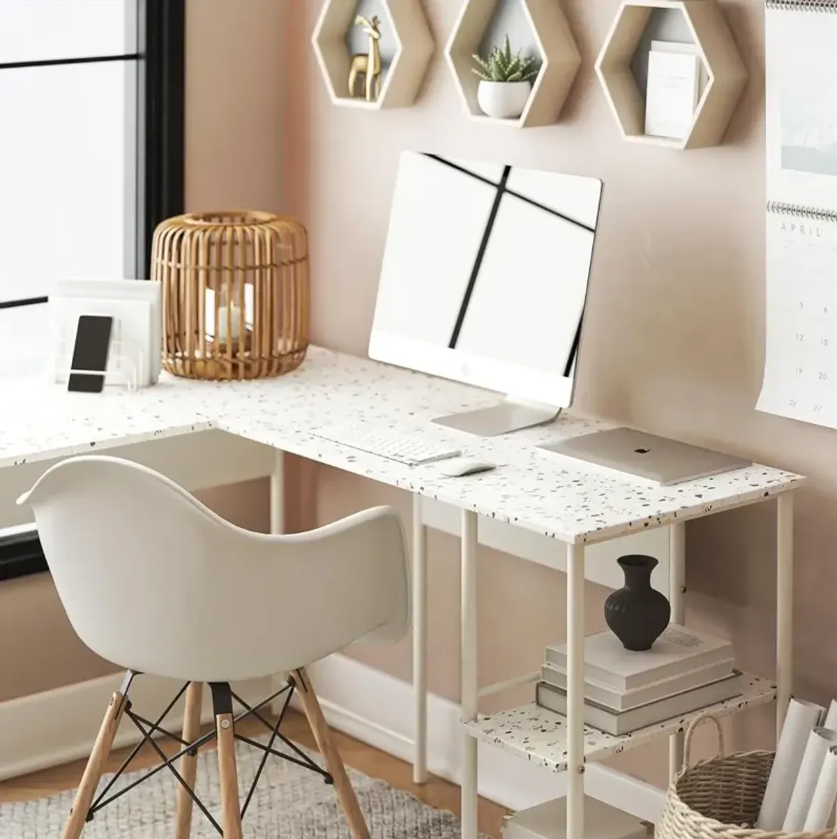 Berkeley Terrazzo L-Shaped Desk