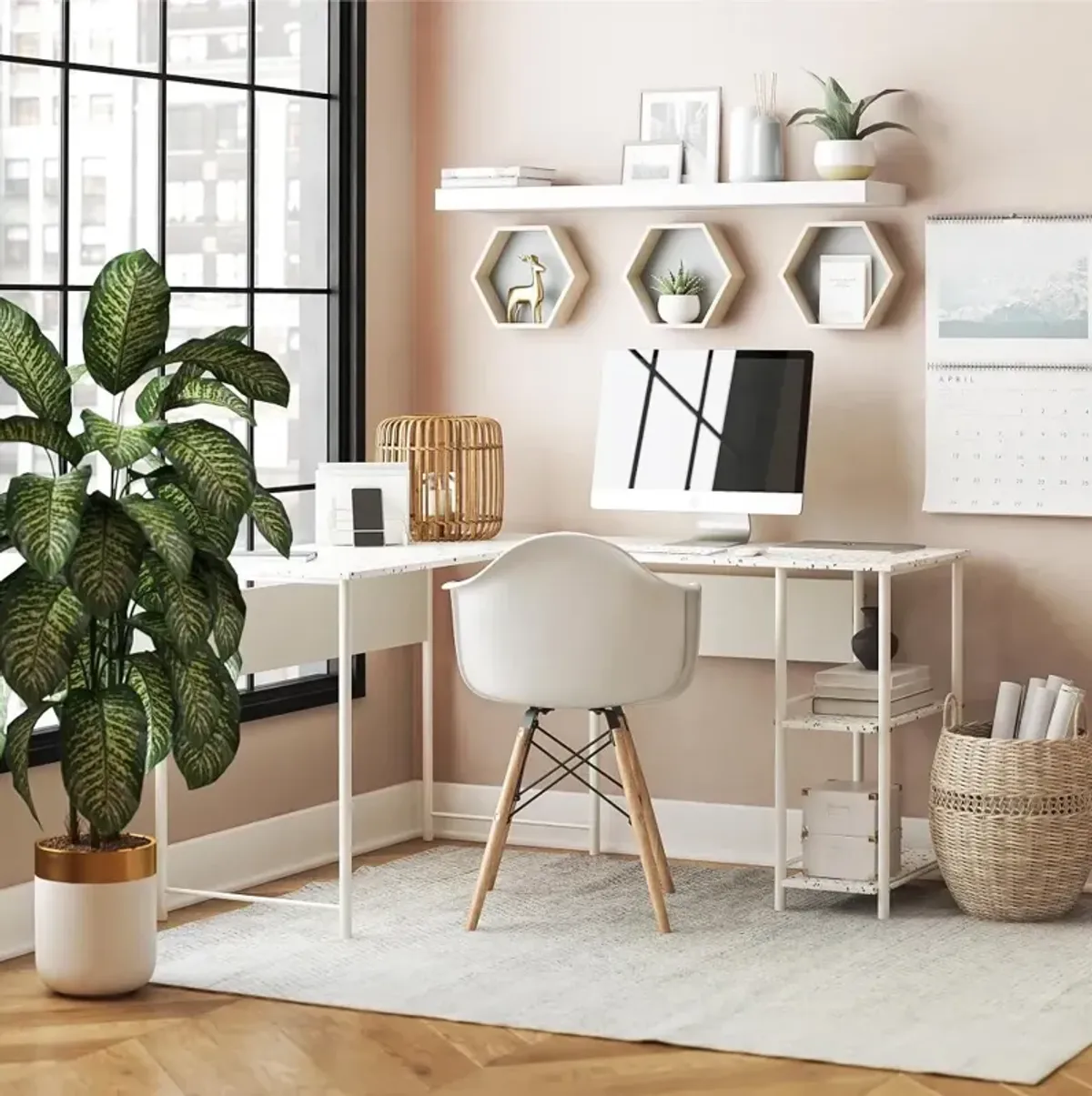 Berkeley Terrazzo L-Shaped Desk