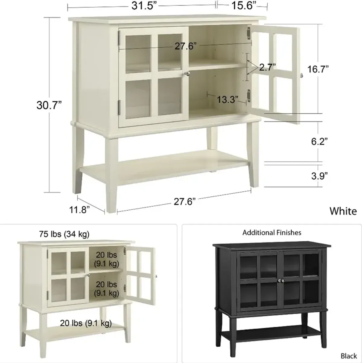 Franklin White 2 Door Storage Cabinet