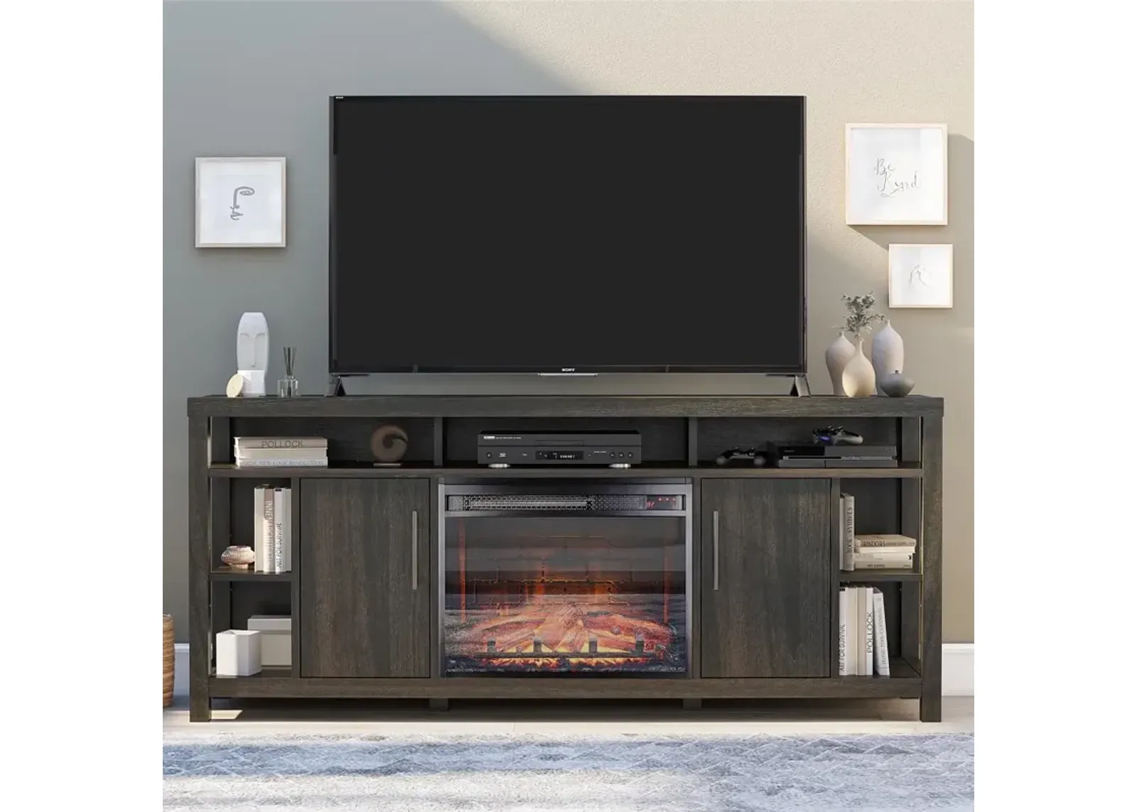 Garrick Espresso 75" Electric Fireplace TV Console