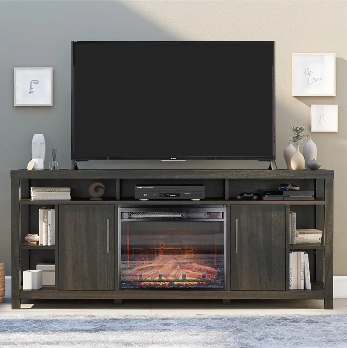 Garrick Espresso 75" Electric Fireplace TV Console