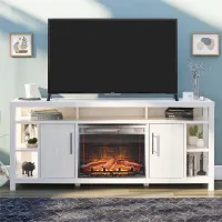 Garrick Ivory Oak 75" Electric Fireplace TV Console