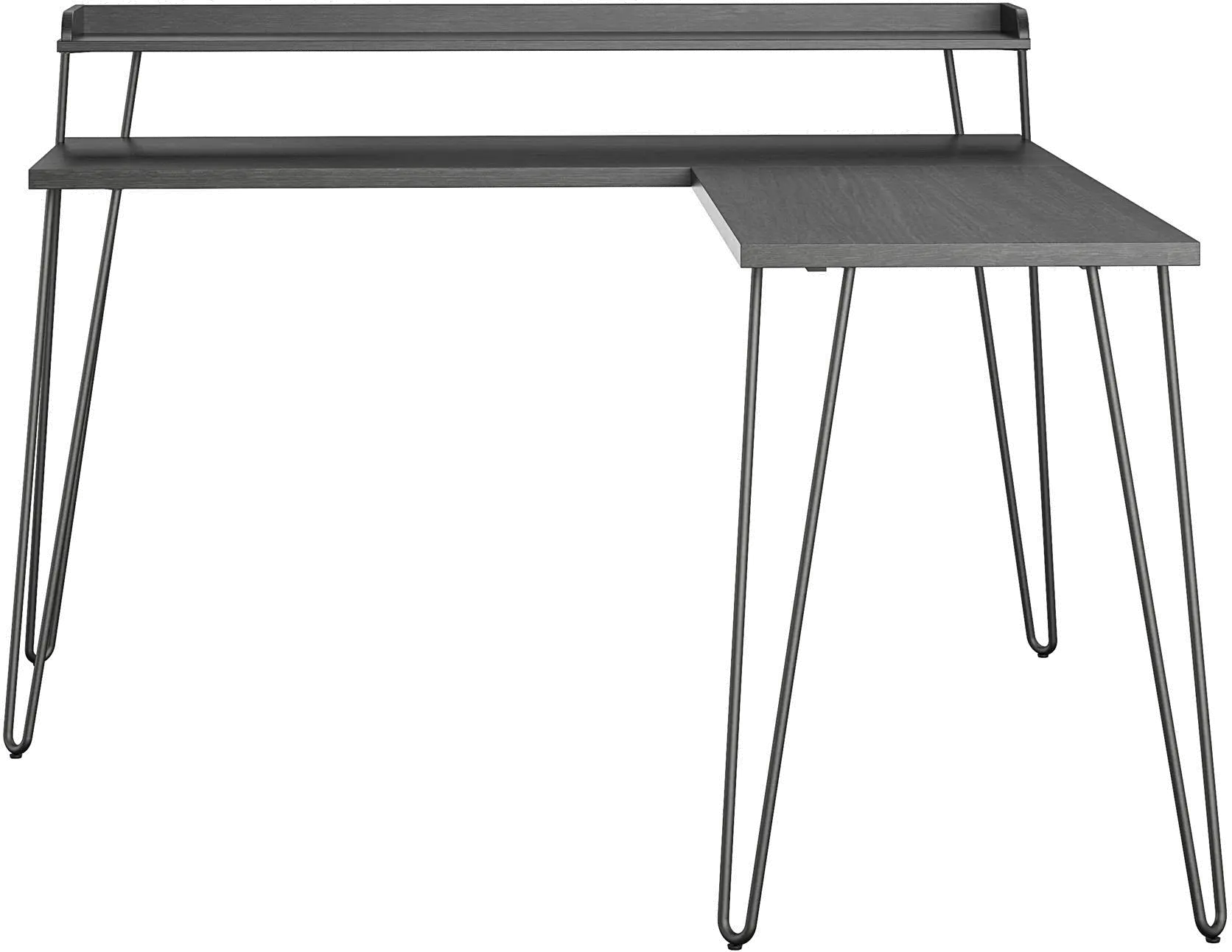 Haven Black Oak L-Shaped Desk with Riser