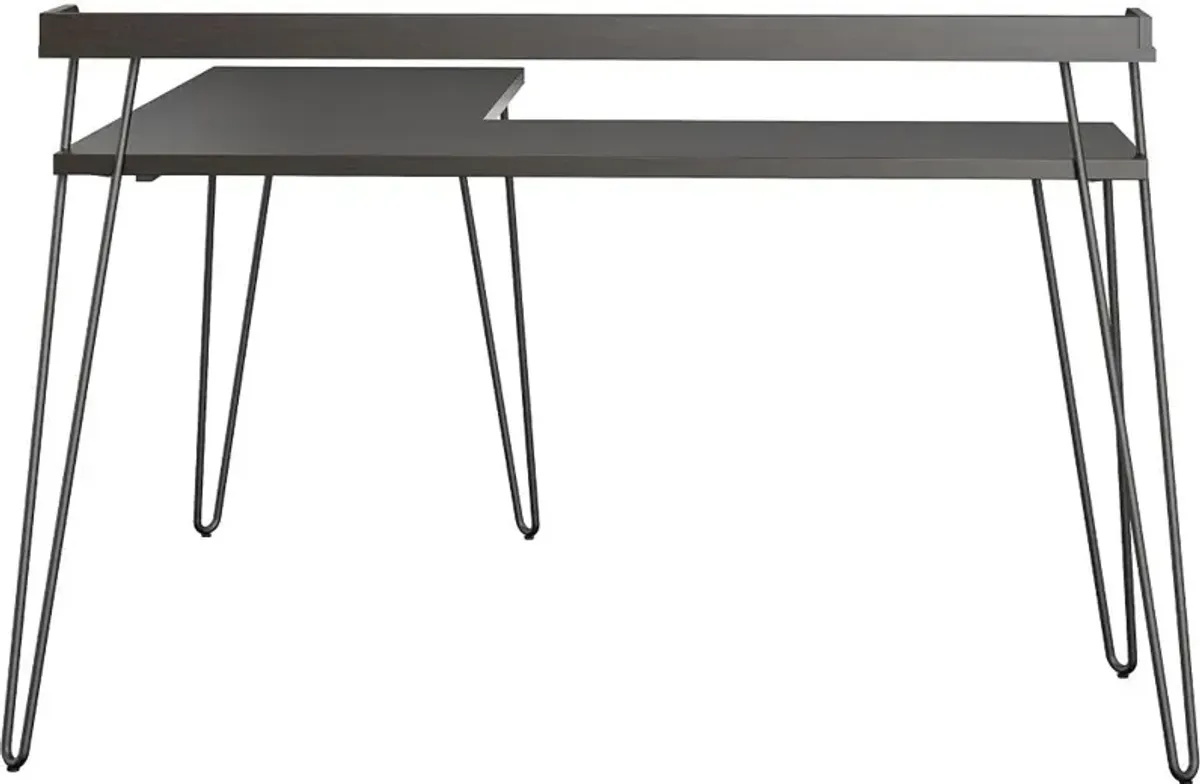 Haven Espresso L-Shaped Desk with Riser