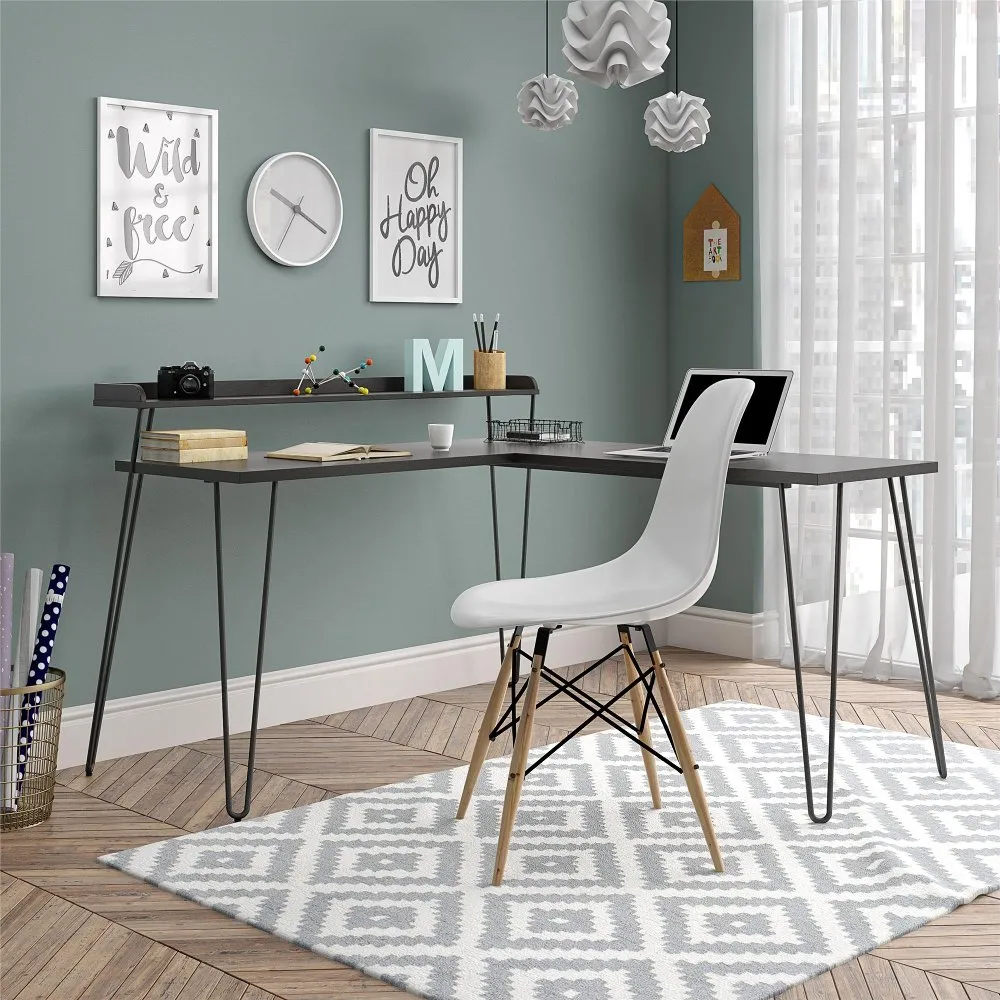 Haven Espresso L-Shaped Desk with Riser