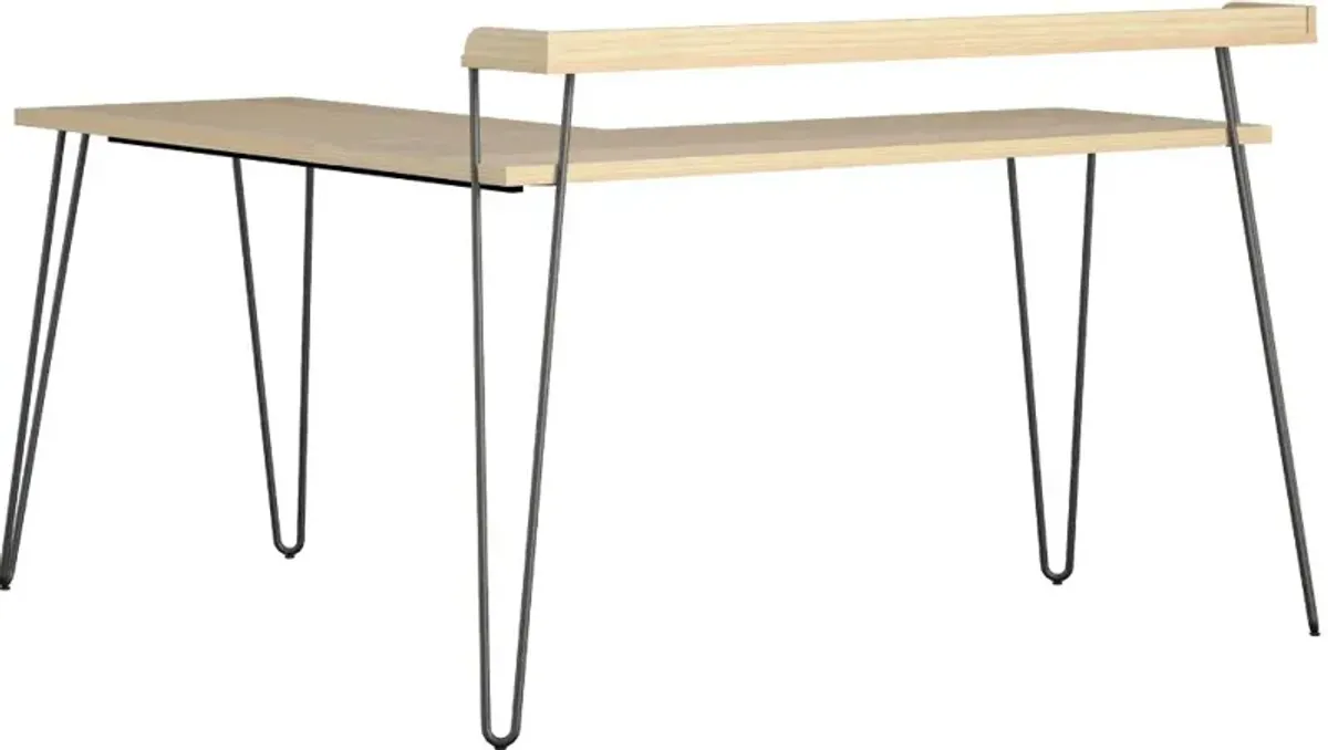 Haven Natural L-Shaped Desk with Riser