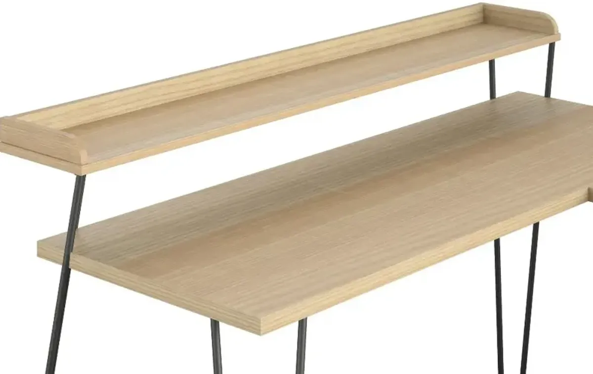 Haven Natural L-Shaped Desk with Riser