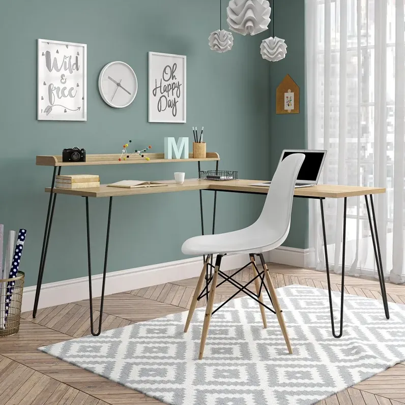 Haven Natural L-Shaped Desk with Riser