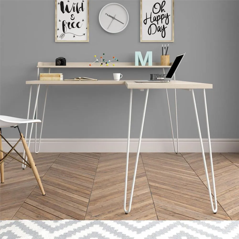 Haven Natural L-Shaped Desk with Riser