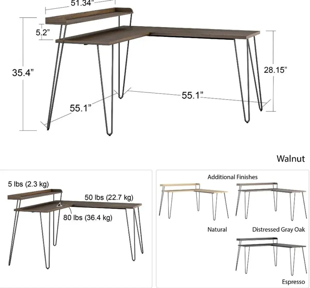 Haven Natural L-Shaped Desk with Riser